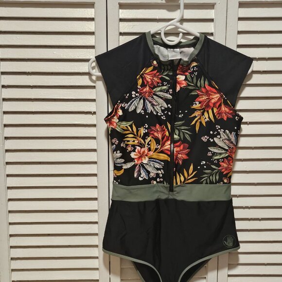 Body Glove Women's Stand Up Zip Front Paddle One Piece Swimsuit UPF 50+ size L - Picture 1 of 5